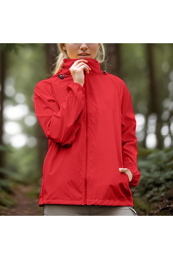 Rain Jacket Women Windbreaker Hooded Jackets Sun Protection Lightweight Jacket Packable Waterproof Rain Coat Hiking