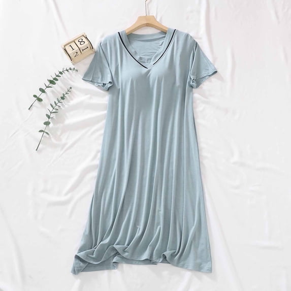 Naittoop Sleep Shirts for Women Short Sleeve Night Shirts for Sleeping Pullover V-Neck Nightgown Soft Lightweight Nightdress
