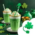 thumbnail image 1 of Naittoop St Patricks Straw Cover Cap for Tumblers Cute, Patrick’s Day and Christmas Silicone Straw Covers for Stanley Cup, 10mm Reusable Green Straws Topper, Shamrock Straw Topper, 1 of 6