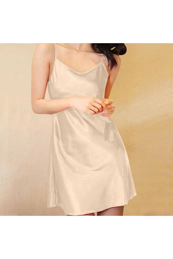 Summer Backless Satin Slip Dress Sexy Loungewear Ice Silk Nightgown Sleeveless Dress