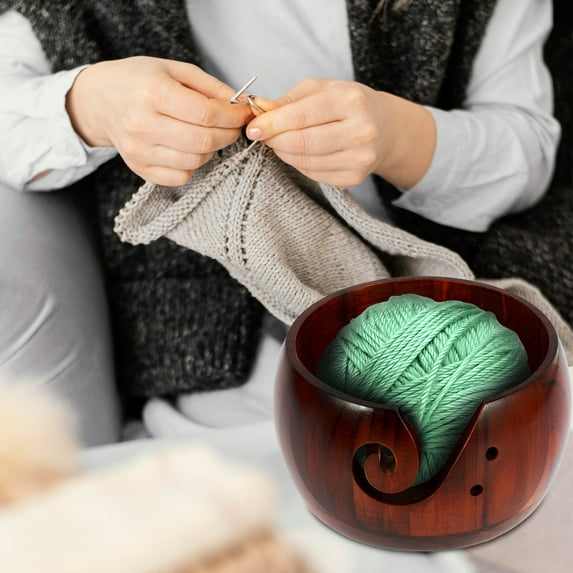 Usmixi Summer Clearance 50% off Clear! Wooden Yarn Bowl HolderPortable Knitting Yarn Bowl Crochet Yarn Bowls For Knitters Crocheters