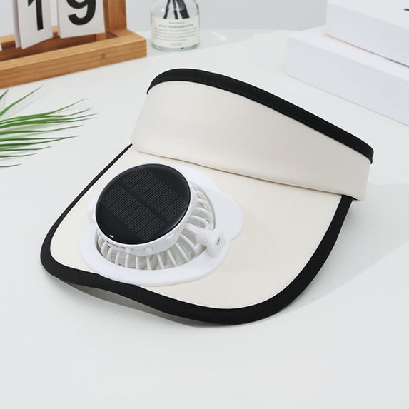 Naittoop Summer Sun Visor Hats with Fan,Solar Powered Cooling Baseball Chapeau Breathable UV Protection,USB Charging for Men Women Unisex Beige