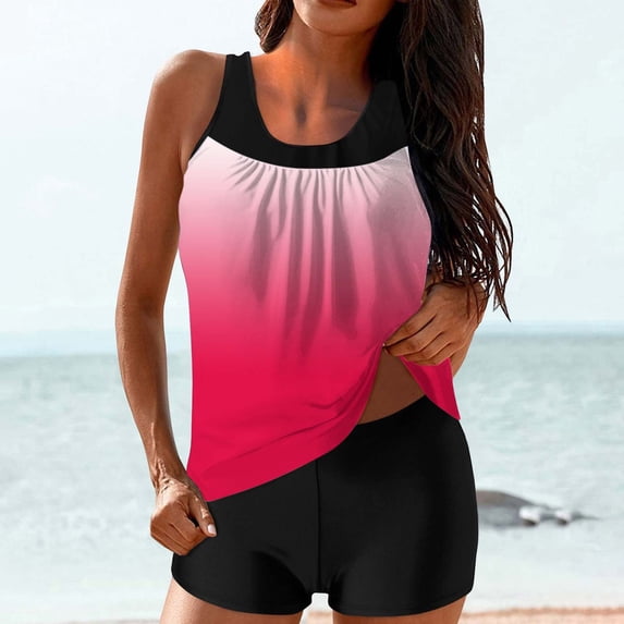 Naittoop Tankini Swimsuits for Women Belly Control Two Piece Blouson Swim Tank Top with Boyshorts Modest Bathing Suits