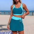 thumbnail image 1 of Naittoop Tankini Swimsuits with Skirt Two Piece Belly Control Bathing Suit Wrap Swimwear Color Block Swim Dress Outfits, 1 of 4