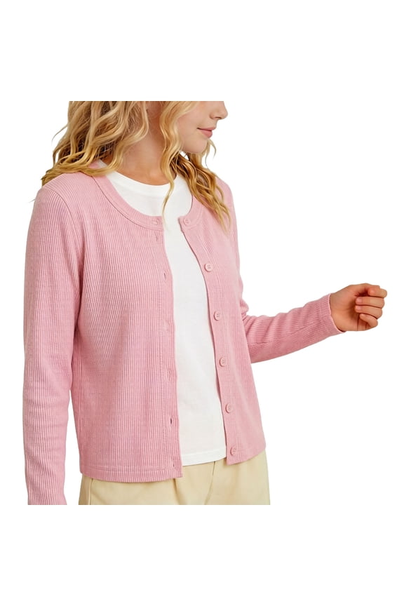 Toddler Baby Girls Long Sleeve Cardigan Kids Basic Button Up Knitted Sweaters for 0-8 Years
