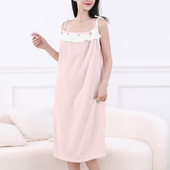 Naittoop Wearable Bath Towel Wrap with Straps Cute Flower Towel Dress for Women Microfiber Bath Towel Dress Spa Towel Robe