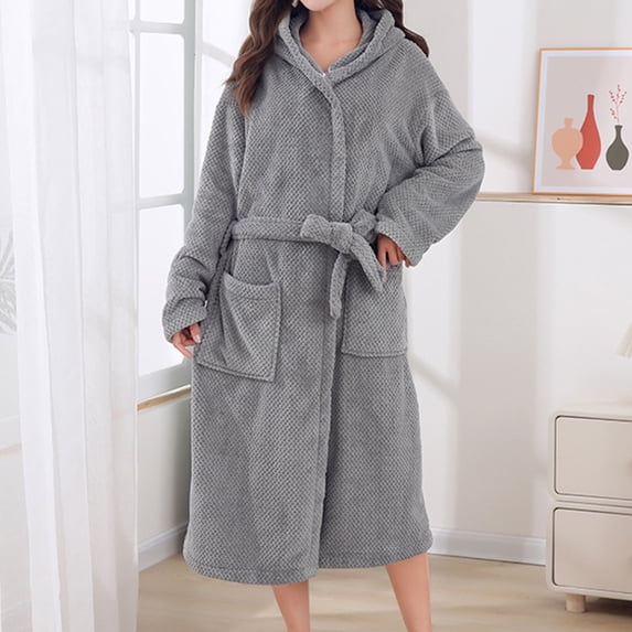 Naittoop Winter Robes for Women Plush Full Terry Cloth Robes Long Hooded Bath Towel Shower Spa Warm Bathrobe