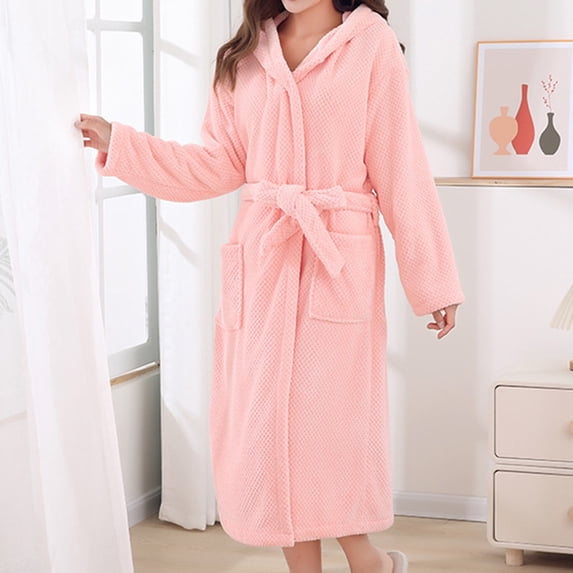Naittoop Winter Robes for Women Plush Full Terry Cloth Robes Long Hooded Bath Towel Shower Spa Warm Bathrobe