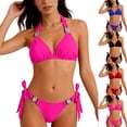 thumbnail image 1 of Naittoop Women Bikini Sets String Halter Two Piece Sexy Swimsuit Solid Color Bathing Suit, 1 of 5