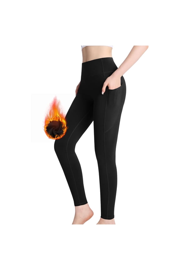 Women Fleece Lined Yoga Leggings Pants Warm Winter Thermal Leggings High Waisted Workout Pants Gym Running Clothing