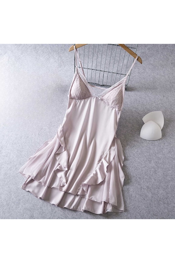 Women Nightgown Lace Lingerie Dress Sleepwear Mini Slip Chemise Nightwear Nightdress