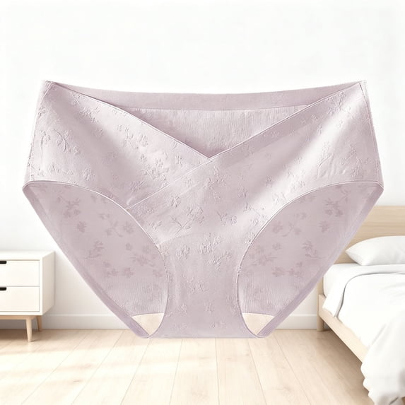 Naittoop Women's Cotton Stretch Underwear Briefs Soft Breathable V Crossover High Waisted Full Coverage Ladies Panties