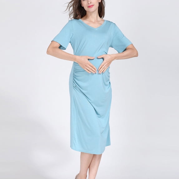 Naittoop Women's Maternity Dress Ruched Pregnancy Clothes Summer Casual Dresses 2026