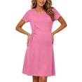 thumbnail image 1 of Naittoop Women's Short Sleeve Maternity Dress Patchwork Pregnancy Clothes with Pockets, 1 of 5