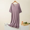 thumbnail image 1 of Naittoop Women's Soft Nightgown Frilly Sleep Dress Summer Short Sleeve Crewneck Comfy Midi Sleepwear, 1 of 3