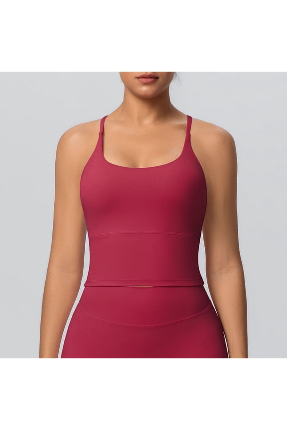 Women's Sports Bra Halter Workout Sports Bra Strappy Criss Cross Back Bra Removable Padded Yoga Crop Top