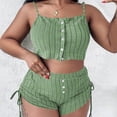 thumbnail image 1 of Naittoop Womens 2 Piece Set Ribbed Cami Top with Adjustable Straps and Drawstring Ruffle Shorts Cozy Casual Streetwear Daily Outfit, 1 of 4