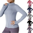 thumbnail image 1 of Naittoop Womens Athletic Jacket Zip Up Workout Sun Protection Jackets Long Sleeve Yoga Tops Slim Fit Mesh Running Gym Shirts, 1 of 4