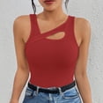 thumbnail image 1 of Naittoop Womens Cut Out Front Asymmetrical Neck Rib Knit Sleeveless Tank Top Slim Fitted Y2K Sexy Basic Tee Shirt, 1 of 3