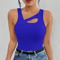 thumbnail image 1 of Naittoop Womens Cut Out Front Asymmetrical Neck Rib Knit Sleeveless Tank Top Slim Fitted Y2K Sexy Basic Tee Shirt, 1 of 3