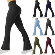 Naittoop Womens Flare Yoga Pants V Waist Flared Leggings High Waisted Bootcut Workout Pants Belly Control