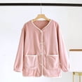 thumbnail image 1 of Naittoop Womens Fleece Bed Jacket Stylish Long Sleeve V Neck Sleepwear Button Front Soft Loungewear Clothes with Pockets, 1 of 5