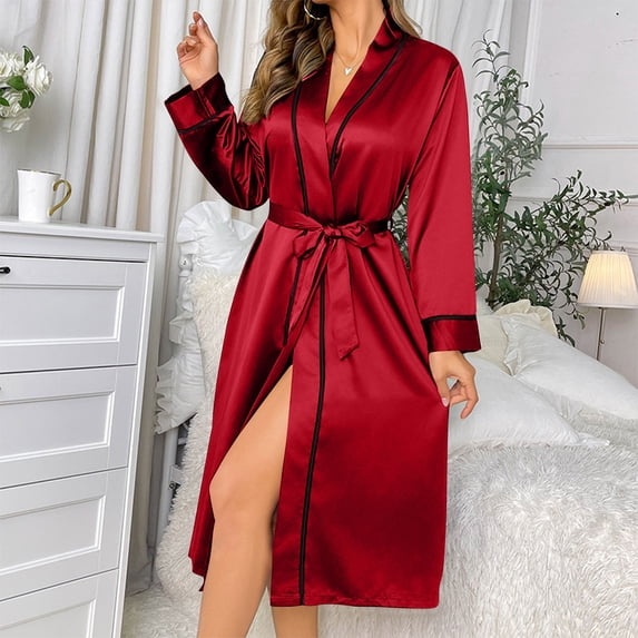 Naittoop Womens Long Robe Fall Lightweight Sexy Long Sleeve Kimono Bathrobes Elegant Comfortable Bride Robes for Wedding Day
