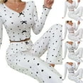 thumbnail image 1 of Naittoop Womens Lounge Sets Long Sleeve and Length Bottom 2 Piece Pajama Set Ribbed Sleepwear Pj, 1 of 3