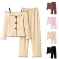 thumbnail image 1 of Naittoop Womens Lounge Sets Pj Long-Sleeve Shirt and Full-Length Bottom Pajama Set Soft Ribbed Sleepwear, 1 of 5