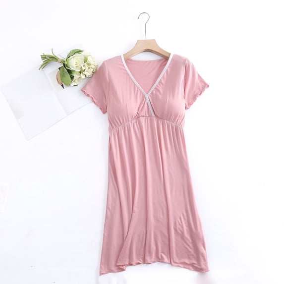 Naittoop Womens Maternity Nursing Nightgown Cotton Breastfeeding Dress Short Sleeve Pregnancy T Shirt Tops Sleepwear for Women