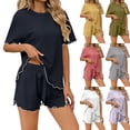 thumbnail image 1 of Naittoop Womens Pajamas 2 Piece Pjs Short Sleeve Sleepwear Set Summer Soft Pajamas Set Ruffle Flowy Casual Lounge Sets, 1 of 5