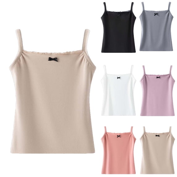 Naittoop Womens Summer Spaghetti Straps Tank Tops Slim Fit Workout Crop Tank Top Casual Soft Camisole