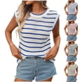 thumbnail image 1 of Naittoop Womens Sweater Vest Striped Pullover Tank Top Round Neck Cap Sleeve Lightweight Summer Casual Clothes Beach Outfits, 1 of 5