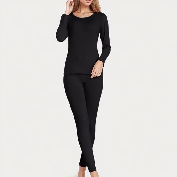Naittoop Womens Thermal Set Ultra-Soft Set with Fleece Lined Base Layer Top & Long Johns Bottom Women Cold Weather Top Bottom