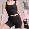 thumbnail image 1 of Naittoop Workout Outfits for Women 2 Piece Sexy Seamless Sports Bra Ribbed Tank Crop Tops with High Waist Leggings Exercise Set, 1 of 5