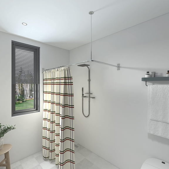 Naiture 36" Standard Stainless Steel Shower Rod Ceiling Support with 1" , Chrome Finish