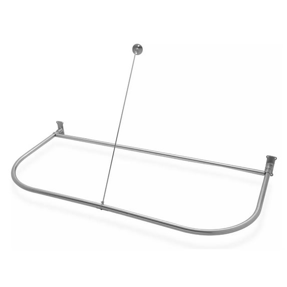 Naiture 54'' x 30'' D Shape Shower Curtain Rod with Ceiling or Wall Dual-Use Swivel Support, Shower Window Rod, Stainless Steel, Brushed Nickel Finish