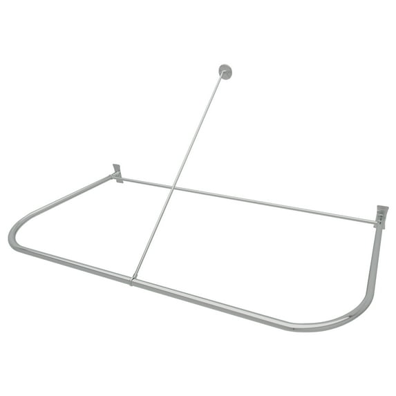 Naiture 60'' x 30'' D Shape Shower Curtain Rod with Ceiling or Wall Dual-Use Swivel Support, Best for Shower Window Rod, Stainless Steel, Chrome Finish