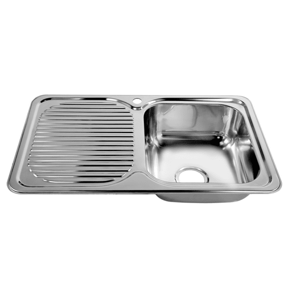 Naiture Drop-In Kitchen Sink, Rectangular Single Bowl Top Mount Sink, 21-Gauge 304 Stainless Steel, 32"L with Left Drainboard and Single Faucet Hole