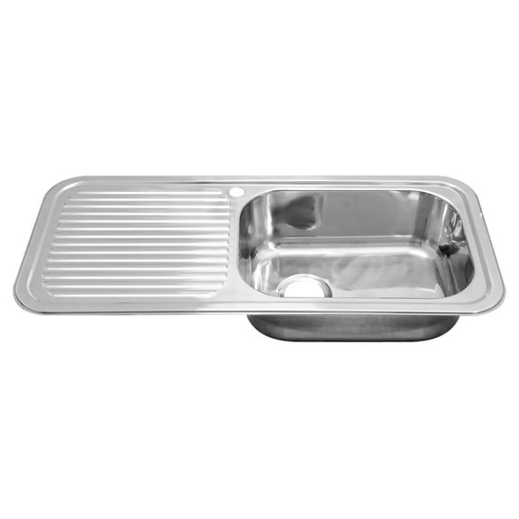 Naiture Drop-In Kitchen Sink, Rectangular Single Bowl Top Mount Sink, 21-Gauge 304 Stainless Steel, 37-3/4" X 17" with Left Drainboard and Single Faucet Hole