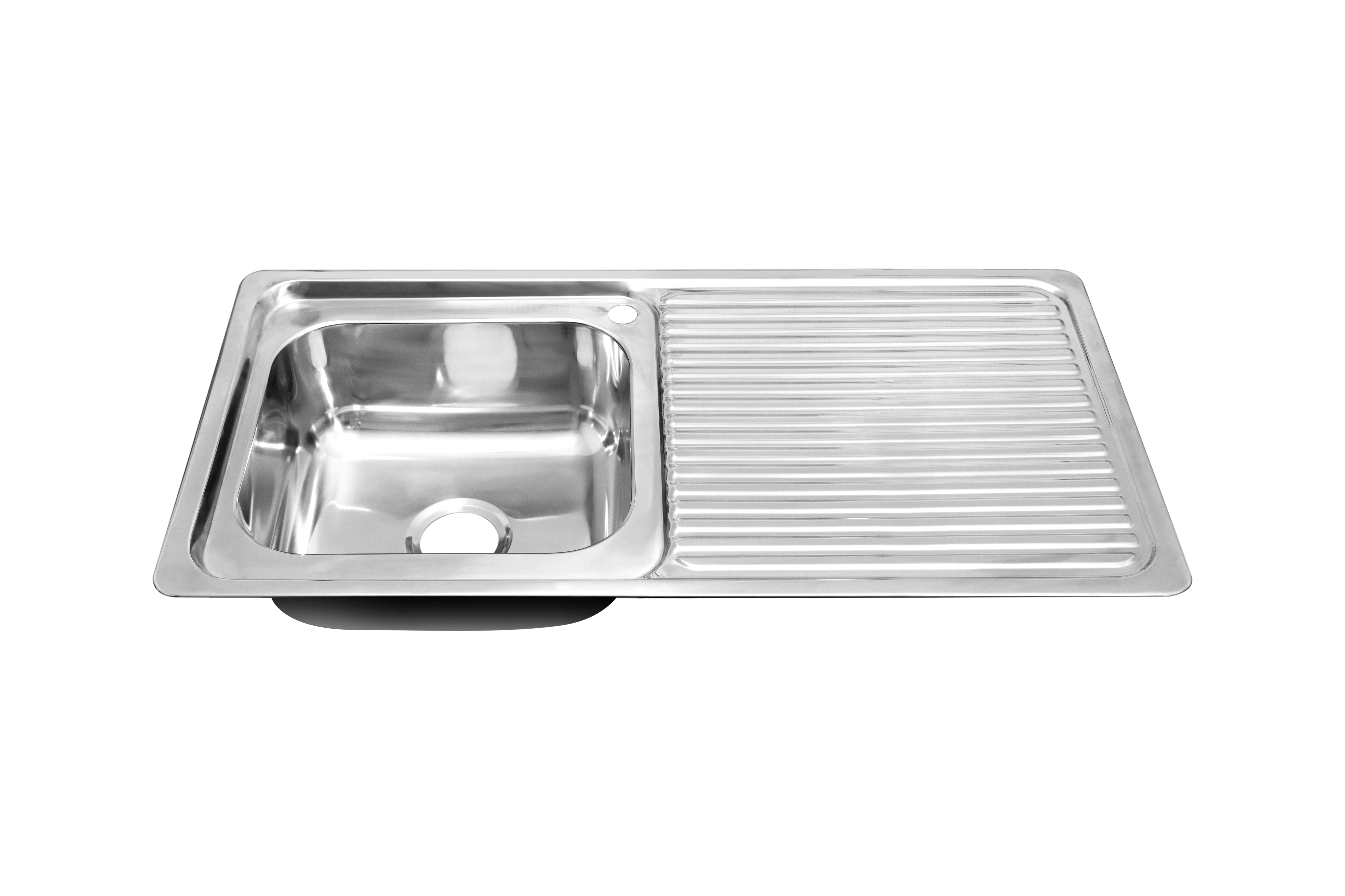 Naiture Drop-In Kitchen Sink, Rectangular Single Bowl Top Mount Sink, 21-Gauge 304 Stainless Steel, 39-3/8" X 20" with Right Drainboard and Single Faucet Hole