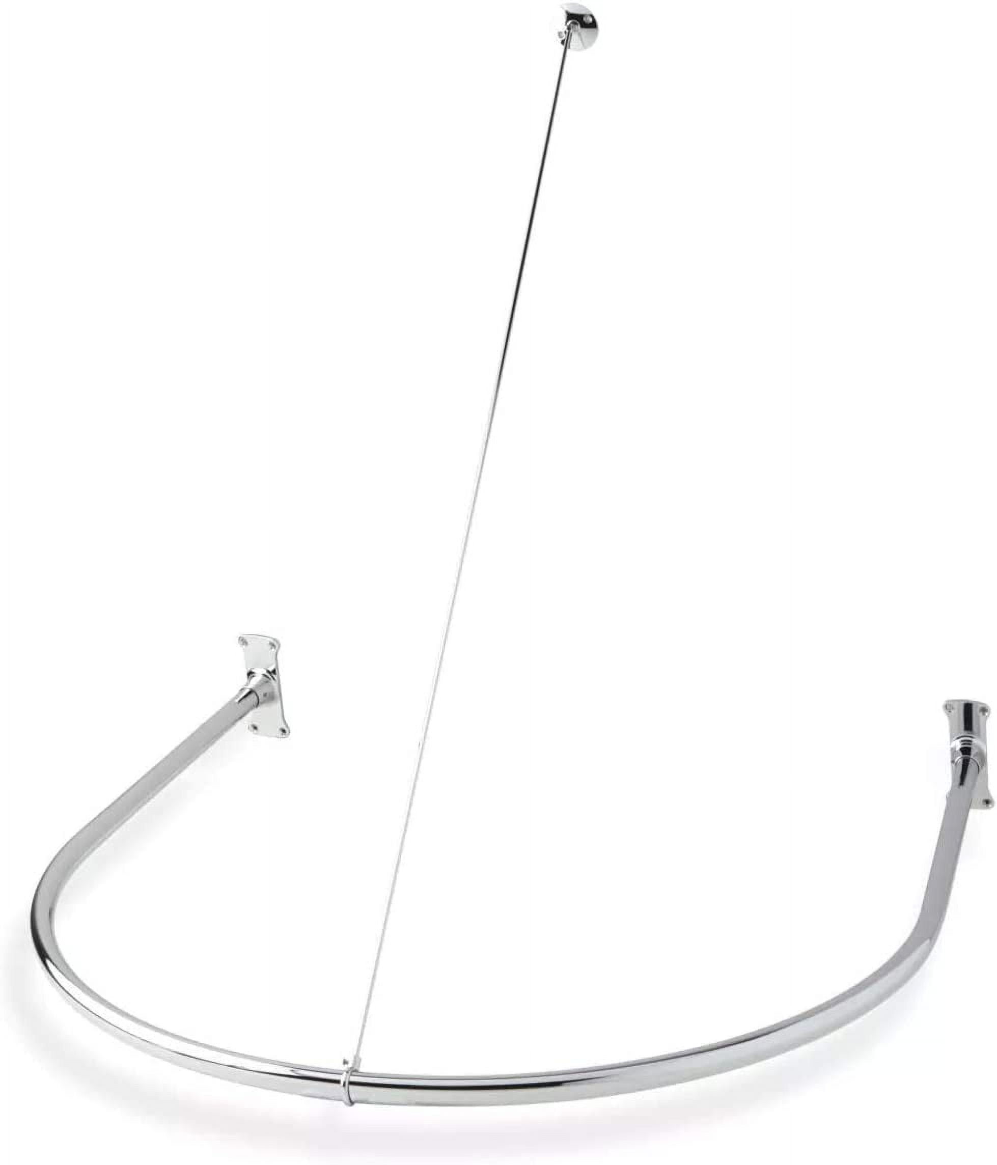 Naiture Half-Oval Shower Curtain Rod with Ceiling Support, 36'' X 36 ...