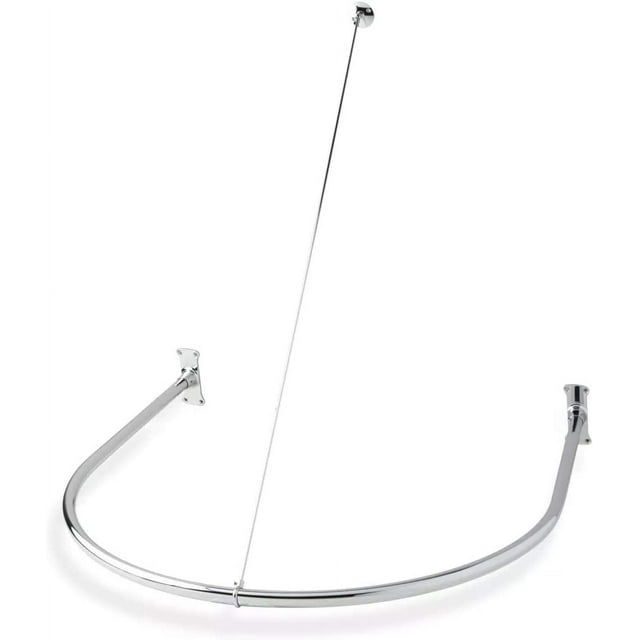 Naiture HalfOval Shower Curtain Rod with Ceiling Support, 36'' X 36