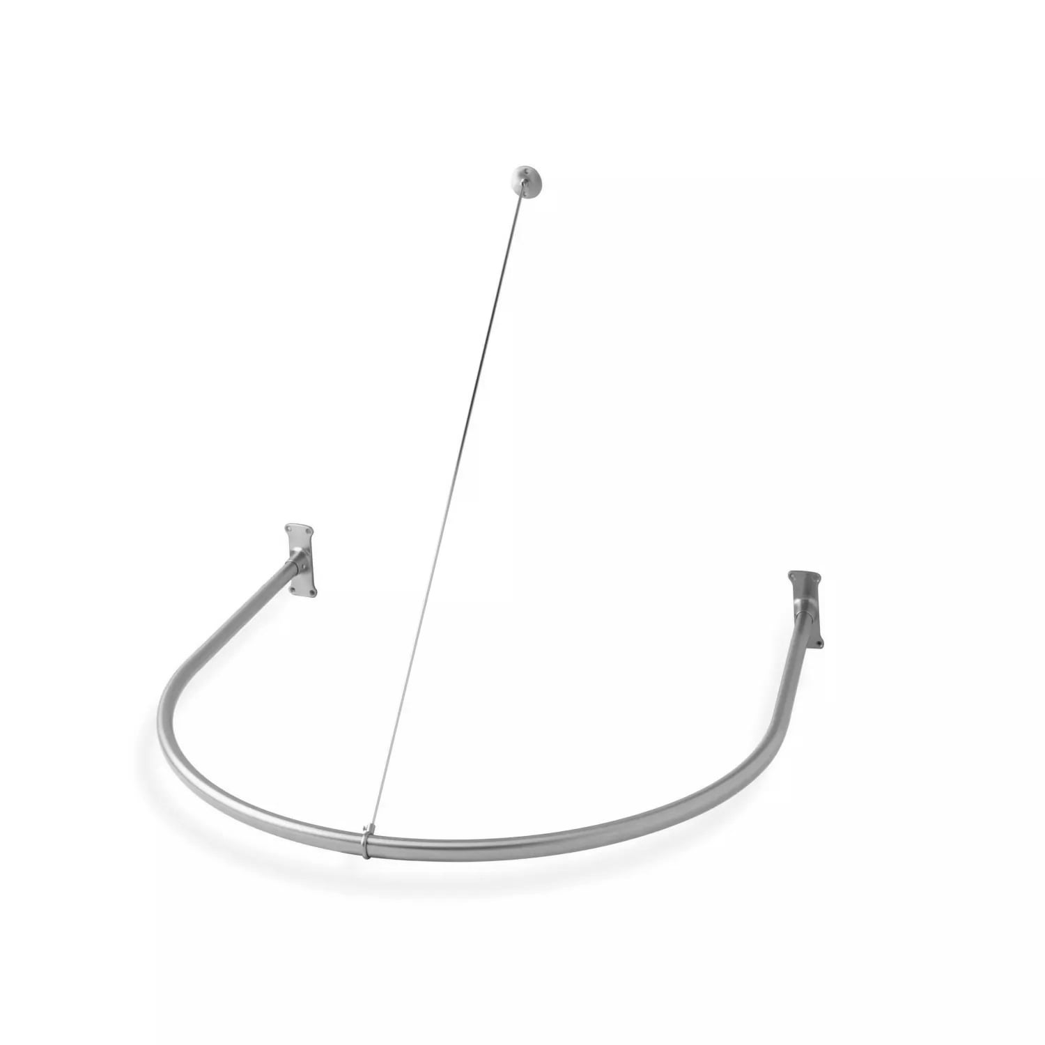 Curved Brushed Nickel Stainless Steel Shower Curtain Rod with Swivel Ceiling Support, 36" x 36"