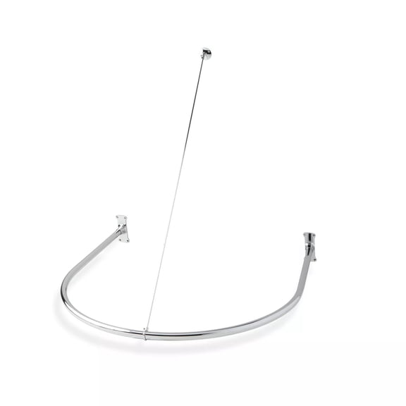 Naiture Half-Oval Stainless Steel Shower Rod, Shower Curtain Rod with Swivel Ceiling Support in 36" L X 36" W, Chrome Finish