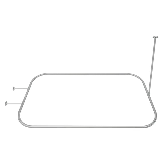 Naiture Hoop Shower Curtain Rod Rectangular Shape for Clawfoot Tub with Ceiling Support, 60" L X 32" W Never Rust Stainless Steel, Chrome Finish