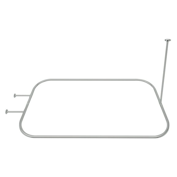 Naiture Hoop Shower Curtain Rod Rectangular Shape for Clawfoot Tub with Ceiling Support, 60" L X 32" W Never Rust Stainless Steel, Chrome Finish
