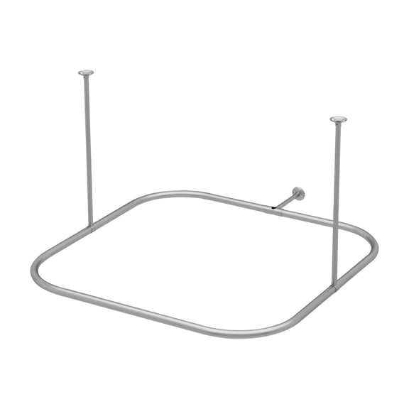 Naiture Hoop Square Clawfoot Tub Shower Curtain Rod with Ceiling Support, 36" L X 36" W Never Rust Stainless Steel, Brushed Nickel Finish