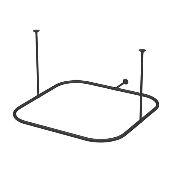 Naiture Hoop Square Shower Curtain Rod with Ceiling Support for Clawfoot Tub, 36" L X 36" W Never Rust Stainless Steel, Black Finish