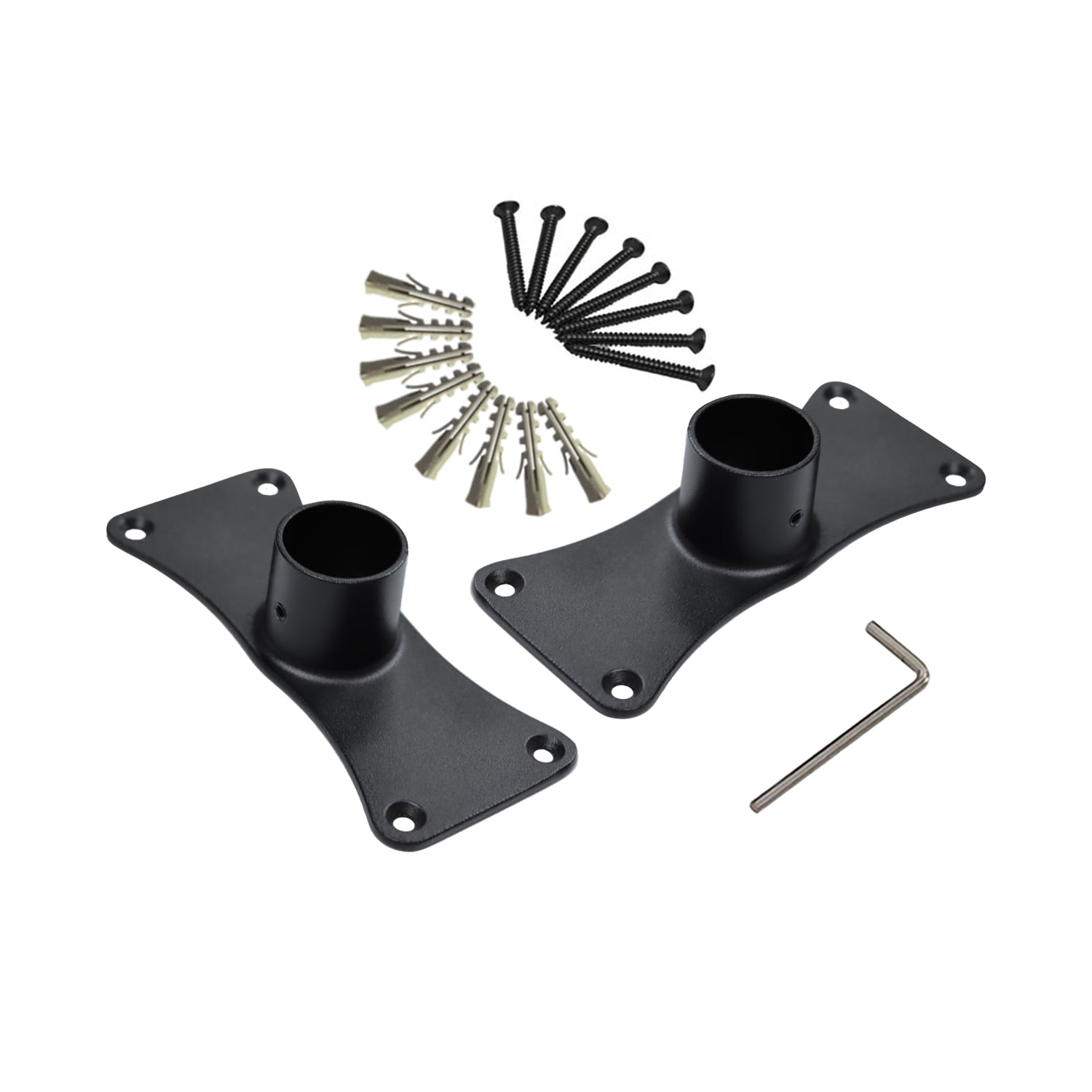Black Zinc Alloy Jumbo Shower Curtain Rod Flanges Set